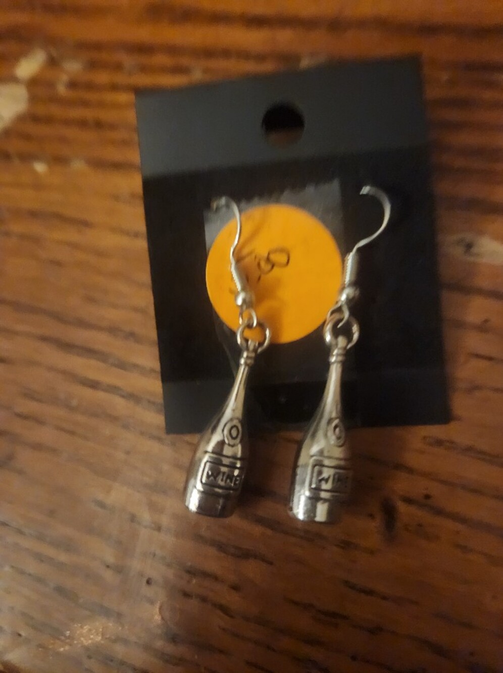 Source Unknown Silver Bottle Charm Dangle Earrings